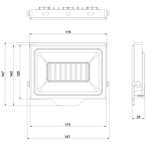 LED Moisture-resistant outdoor floodlight 50W, 5000Lm, 4000K, IP65